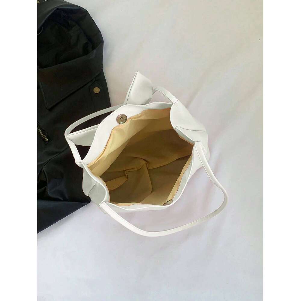 Fashionable Large Capacity Knot Shoulder Cute Kawaii Bow Decor Water Bucket Bag Lightweight Casual Handbag Y260205