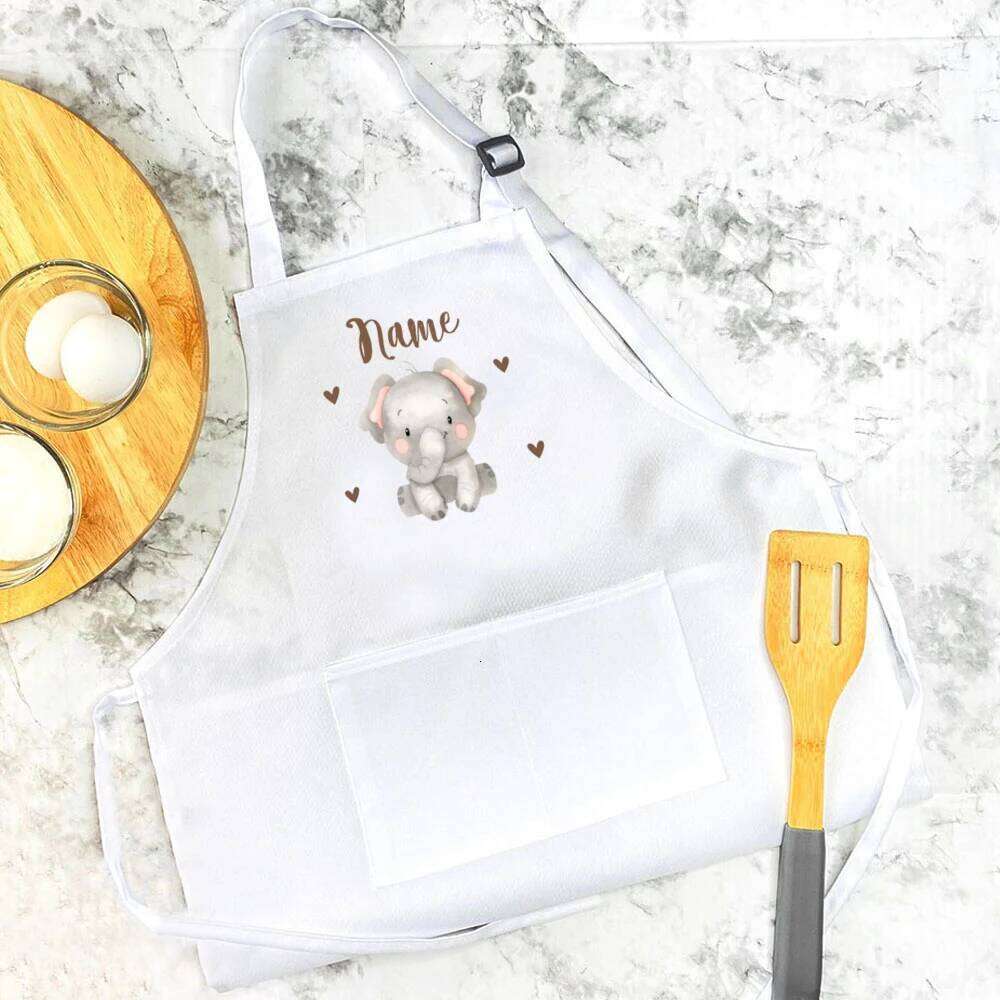 Personalized Animal Pattern Cooking and Baking with Name Children Apron Stocking Stuffer Gift for Kids S260205