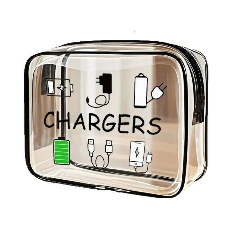 Hot Sale Transparent Cartoon Cute Practical Charging Cable Pill Cosmetic Change Card Bag Portable Travel Storag Y260206