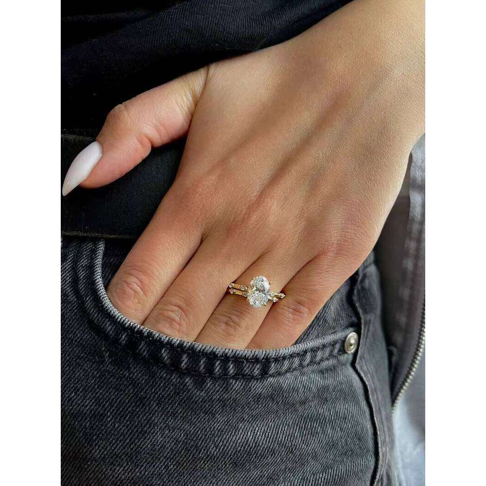 Oval Diamond Ring IGI Certified Fine 9K 10K 14K 18K Goldsolid Jewelry Handmade Engagement Rings For Women