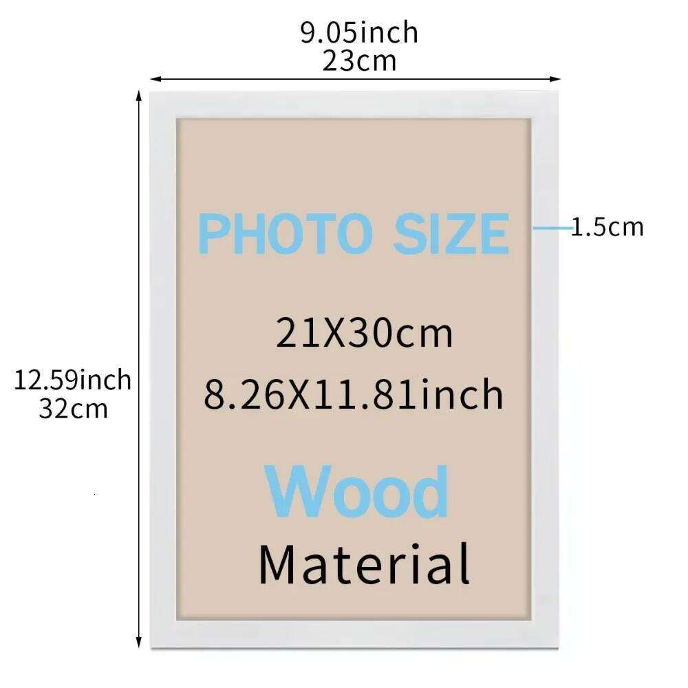 21x30cm White and Black Wood Grain Color Wooden Photo Frame 9"x11" A4 Poster Canvas Painting Display Stand Picture Decor S260205