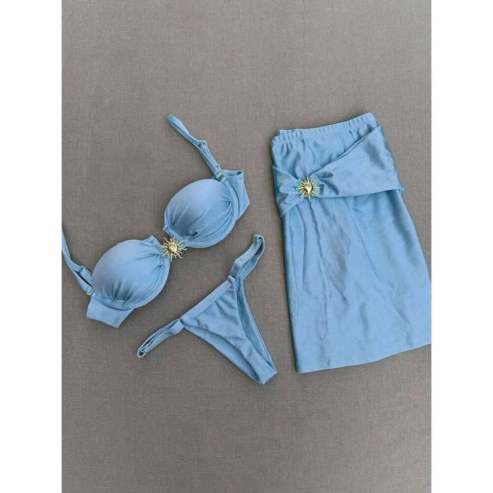 3 Piece Women Swimsuit 2026 Female Swimwear Skirt Beachwear Biquini Swimming Bathing Suit Micro Bikini Set Z260206