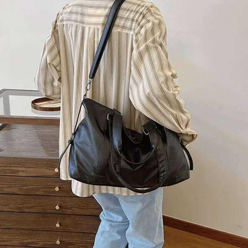 Fashion Simple Tote Black PU Leather Shoulder Crossbody Bag For Women Daily Commuting Bags Travel Storage Pouch Y260205