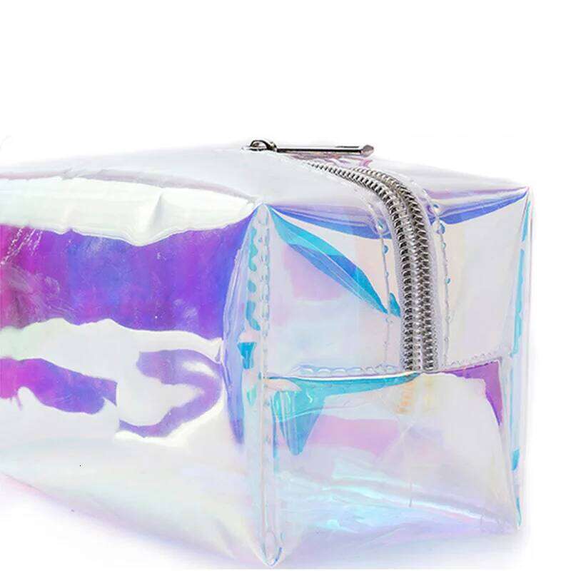 2023 New Holographic Makeup Cosmetic Travel Bag Toiletry Organizer Purse Women PVC Transparent Jelly Pouch for Ladies Y260206
