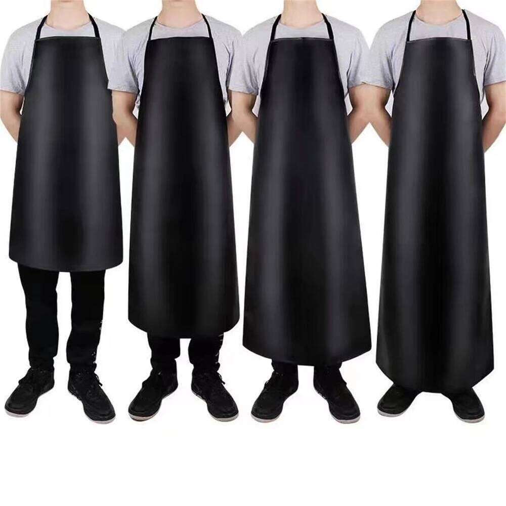 PVC Leather Waterproof Oilproof Heavy Duty Apron For Kitchen Cleaner Thermal Insulation Wear Electric Welding Aprons S260205