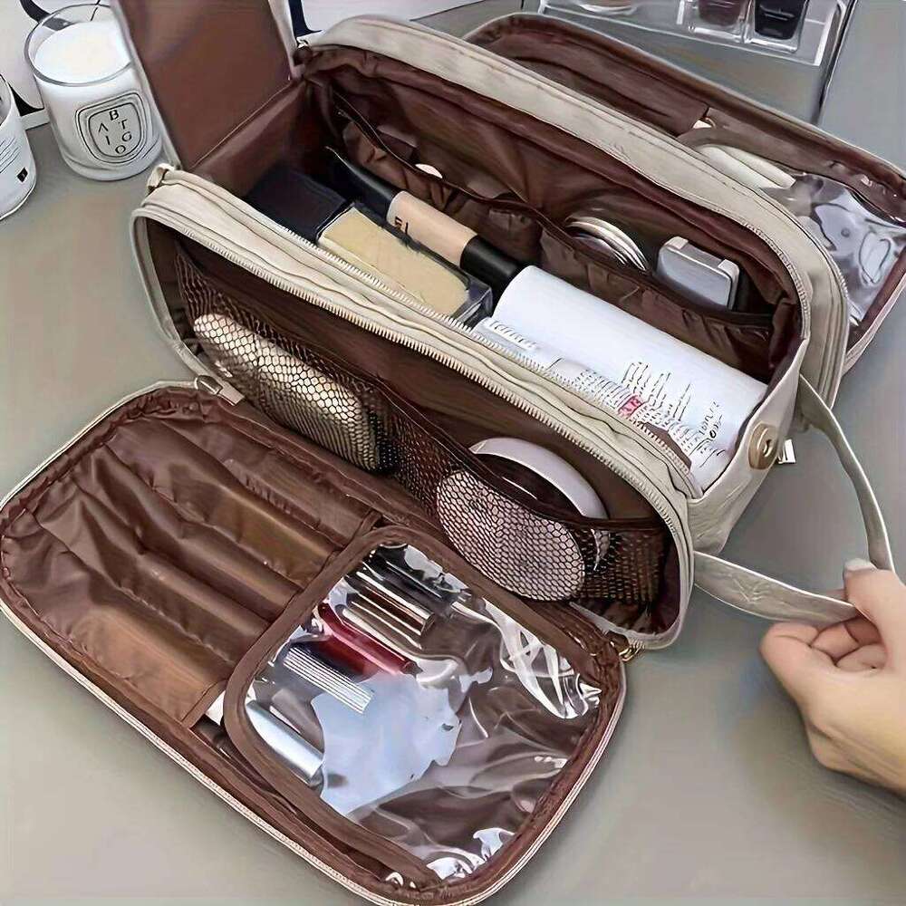 Ladies' Multi-Functional Makeup Bag Large Capacity Portable Travel Cosmetics Storage Box 1Pc Y260206