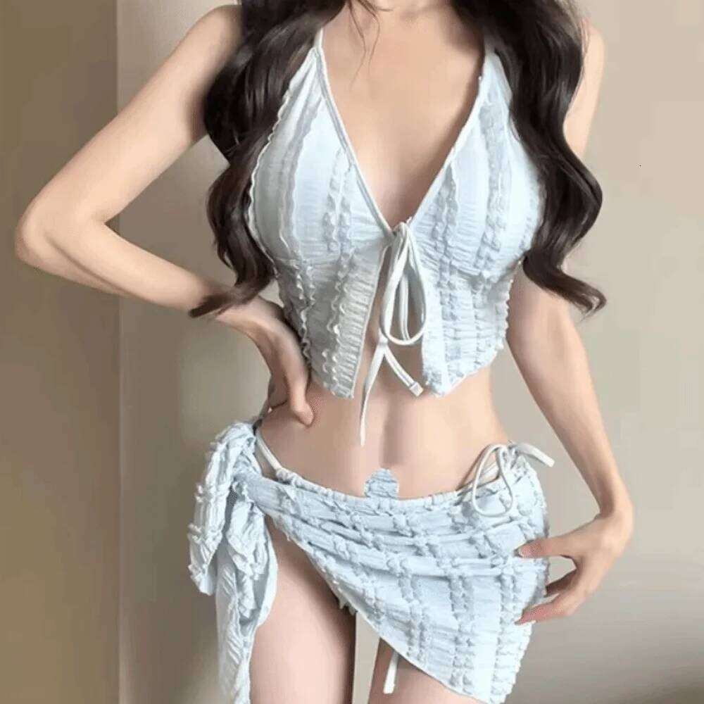 Slimming Design Three-Piece Small Chest High-End Feel Korean Style Bikini Separate Pieces Strapless XJ260206