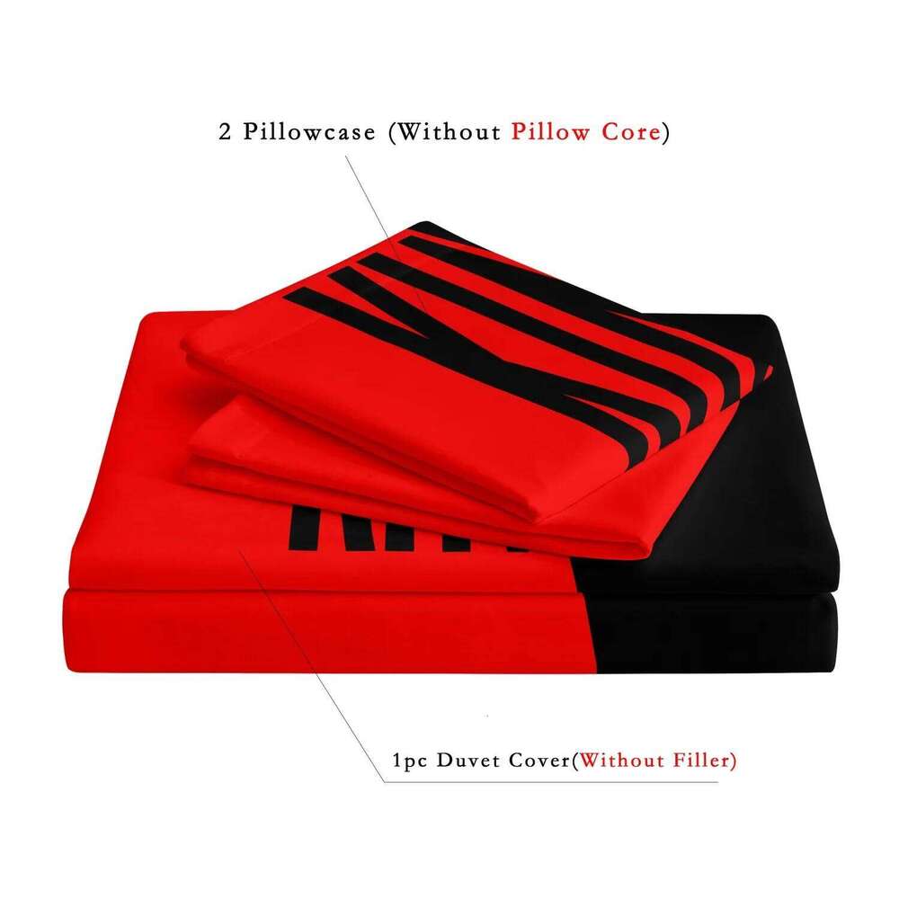 Grey Black King Size Bed Pattern Down Duvet Cover Set, Soft Comfortable Bedroom and Dormitory Decoration Bedding Set XJ260206