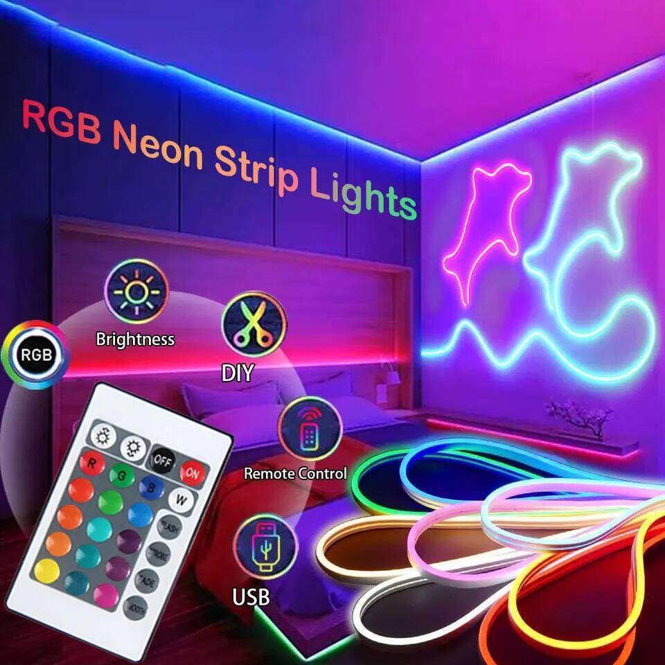 RGB Neon LED Lights USB 5V Strip IP65 Waterproof Control Led Flexible Diode Decoration For Home Living Room Decor Lighting Z260206