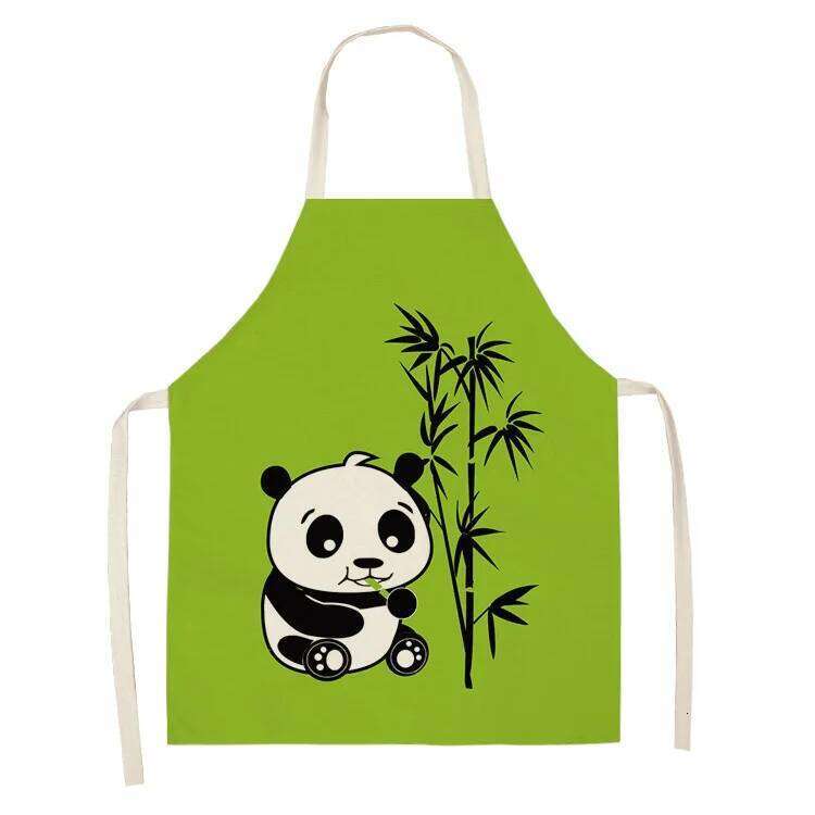 Cartoon Panda Multi-functional Linen Apron Dress Garden Children's Aprons for Woman Man Kids Pink Kitchen Baking Accessories S260205