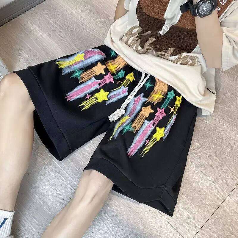 Doodle Star Men's orts Summer American Retro Trendy Five-Quarter Loose Haome Casual Boxer Briefs Youth Active Sle XJ260206