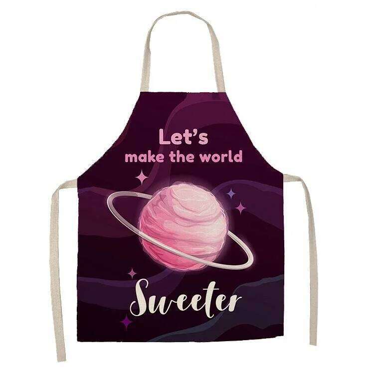 1 piece cake donut pattern printed linen kitchen cooking baking apron home cleaning anti-stain tool S260205