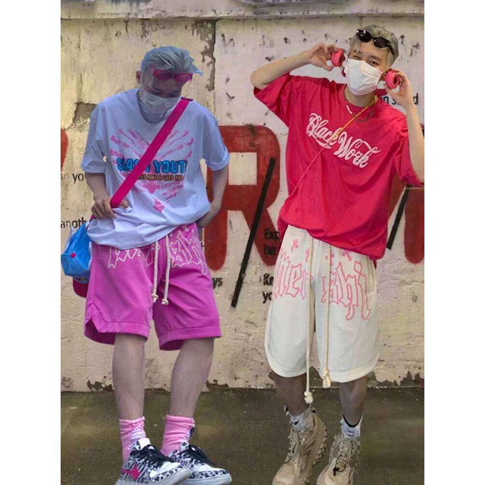 Nicemix American Vintage Shorts Summer New Y2K Letter Foam Printing Half Pants Men Women Casual Oversize Punk Sweat Sports XJ260206