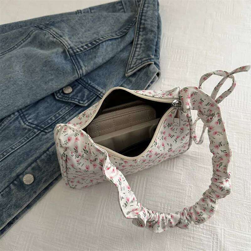 Floral Print Underarm Top Handle Bags Large Capacity Fashion Women's Simple Multi-functional Canvas Casual Shoulder Handbag Y260205