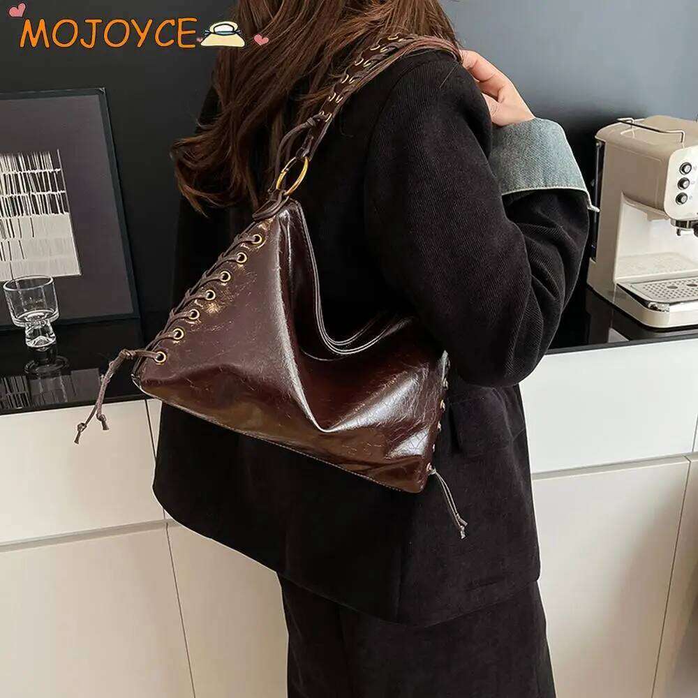 Women PU Retro Shoulder Bag Daily Woven Strap Underarm Pouch Travel Large Capacity Top-Handle Bags Luxury Designer Handbags Y260205