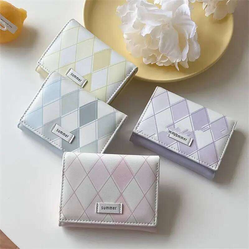 Sea Salt Blue Women's Wallet Simple Style Multi-functional Card Holder Leather Large Capacity Student Buckle Coin Purses Y260206