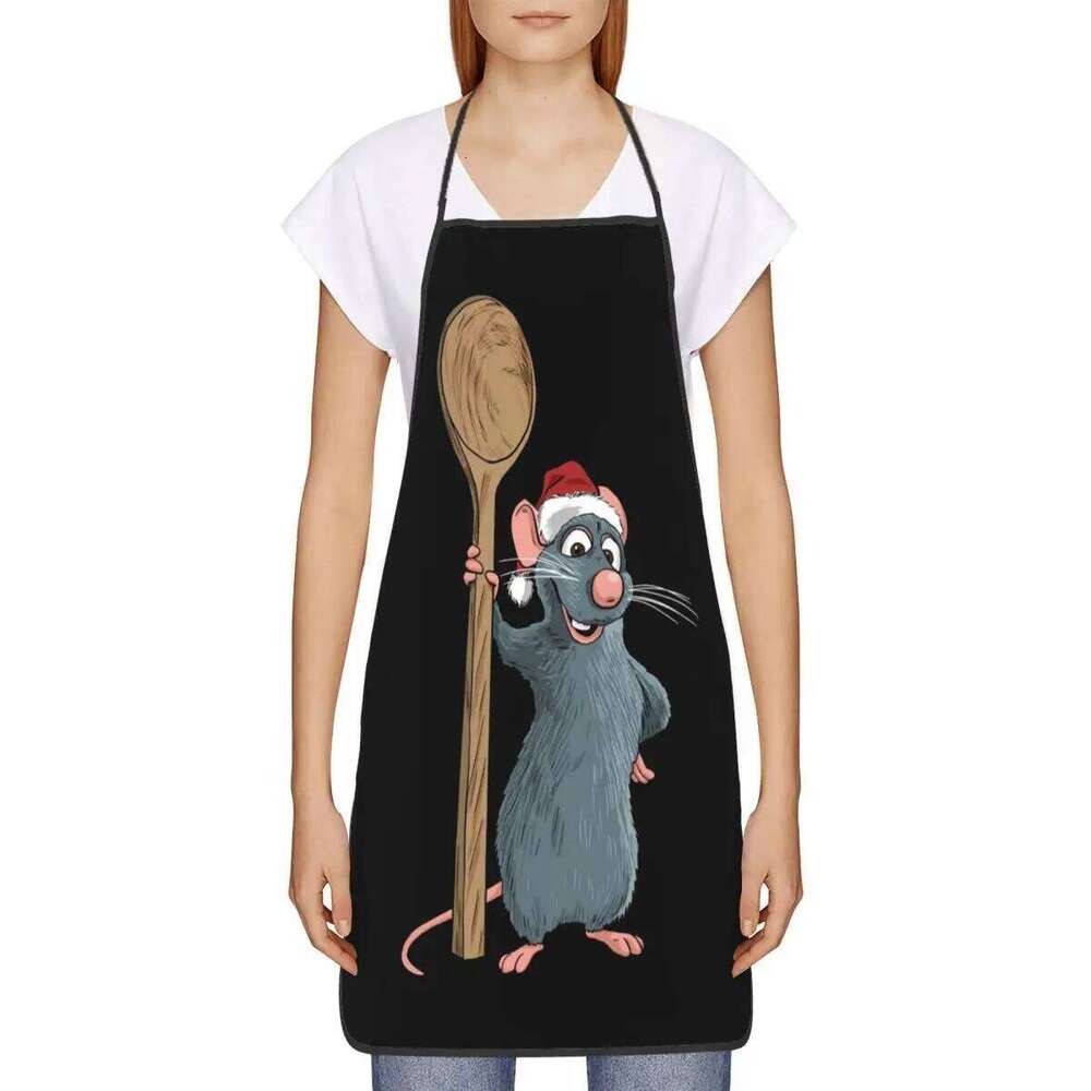 Unisex Remy Ratatouille Christmas Apron Kitchen Chef Cooking Baking Bib Men Women Cartoon Tablier Cuisine for Painting S260205