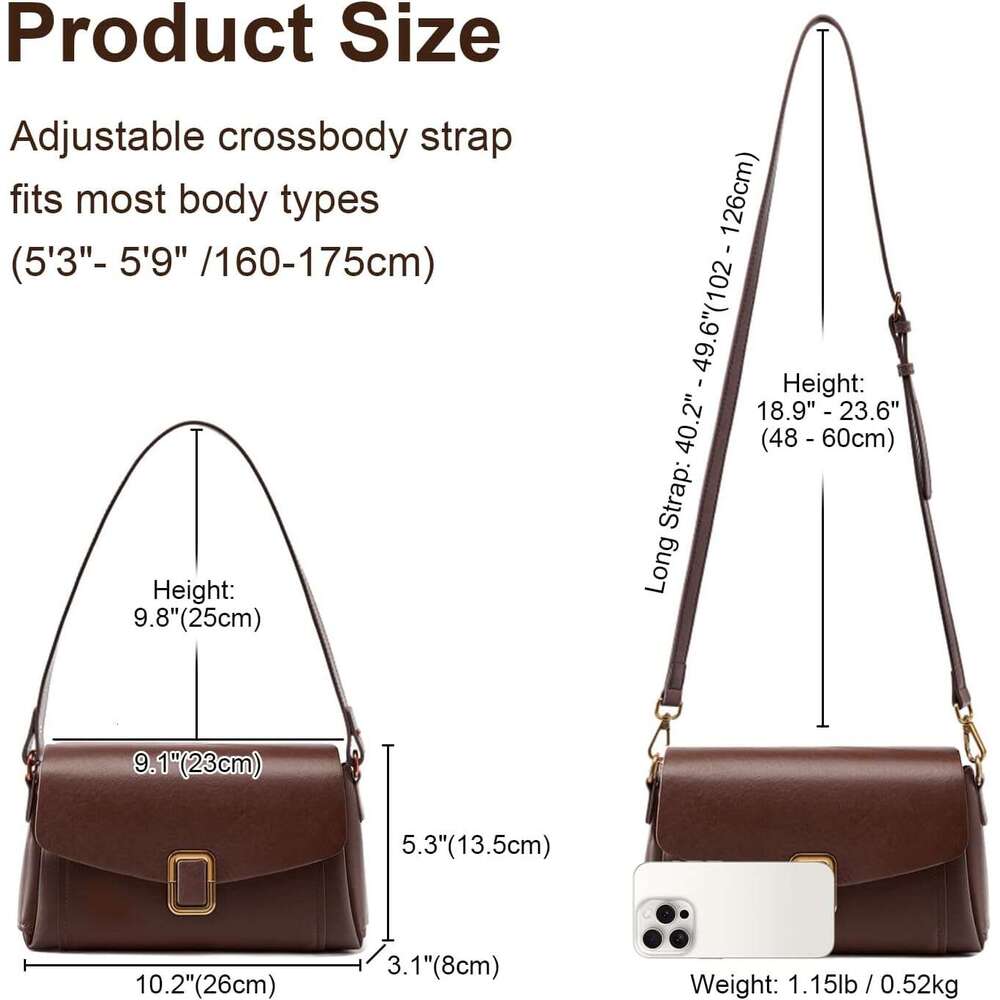 Genuine Leather Crossbody For Women Removable Satchel Adjustable Shoulder Bag