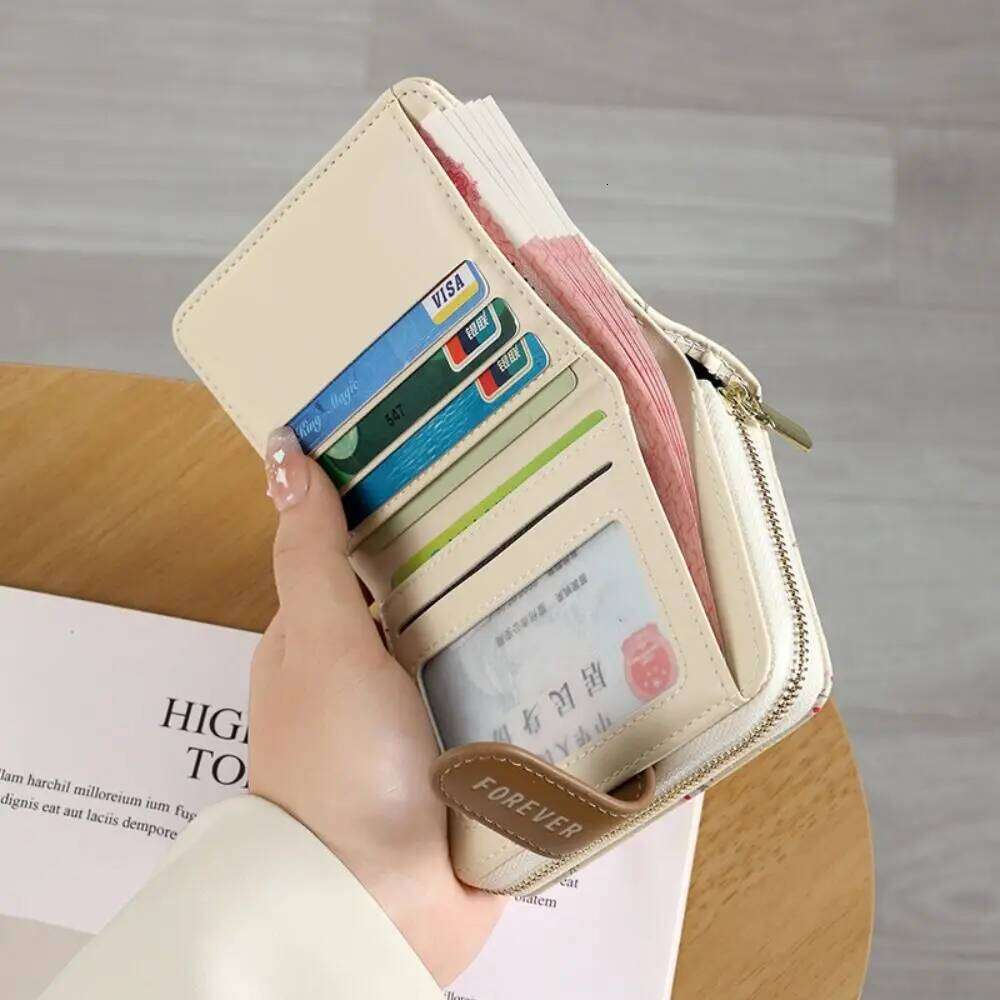 Fashion Flower Short Wallet Mini PU Leather ID Card Holder Lightweight Large Capacity Money Bag for Women Y260206