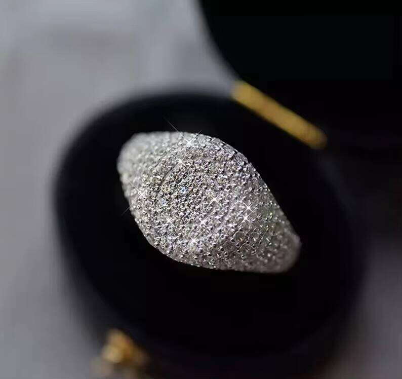 New Style Jewelry Pave Setting Iced Out VVS Moissanite Custom Hiphop Sterling Silver 925 Oval Shape Ring