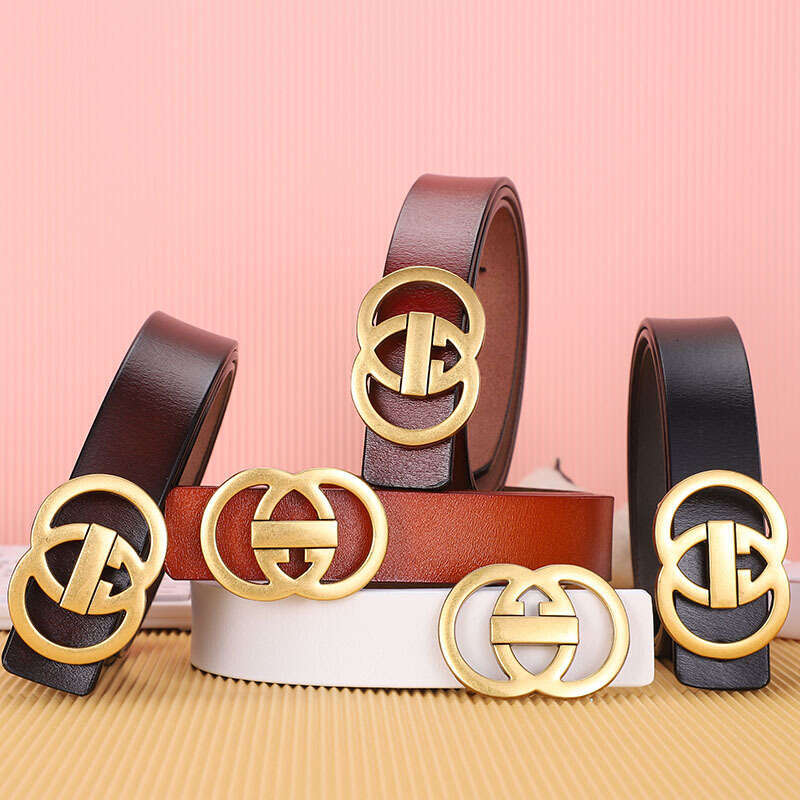 High Quality Women Genuine Leather Belt Designer 3.0cm Wide Belts Retro Smooth Buckle Belt Fashion Woman Jeans Waistband New