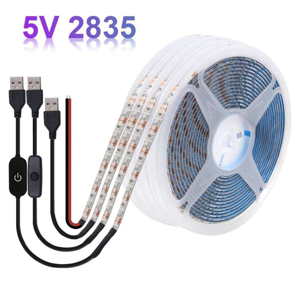 5V USB LED Strip Light Battery Power SMD 2835 3528 60LED 0.5m 1m 2m 5m Cold White Warm Blue Ribbon Cabinet Lights Night DC5V Z260206