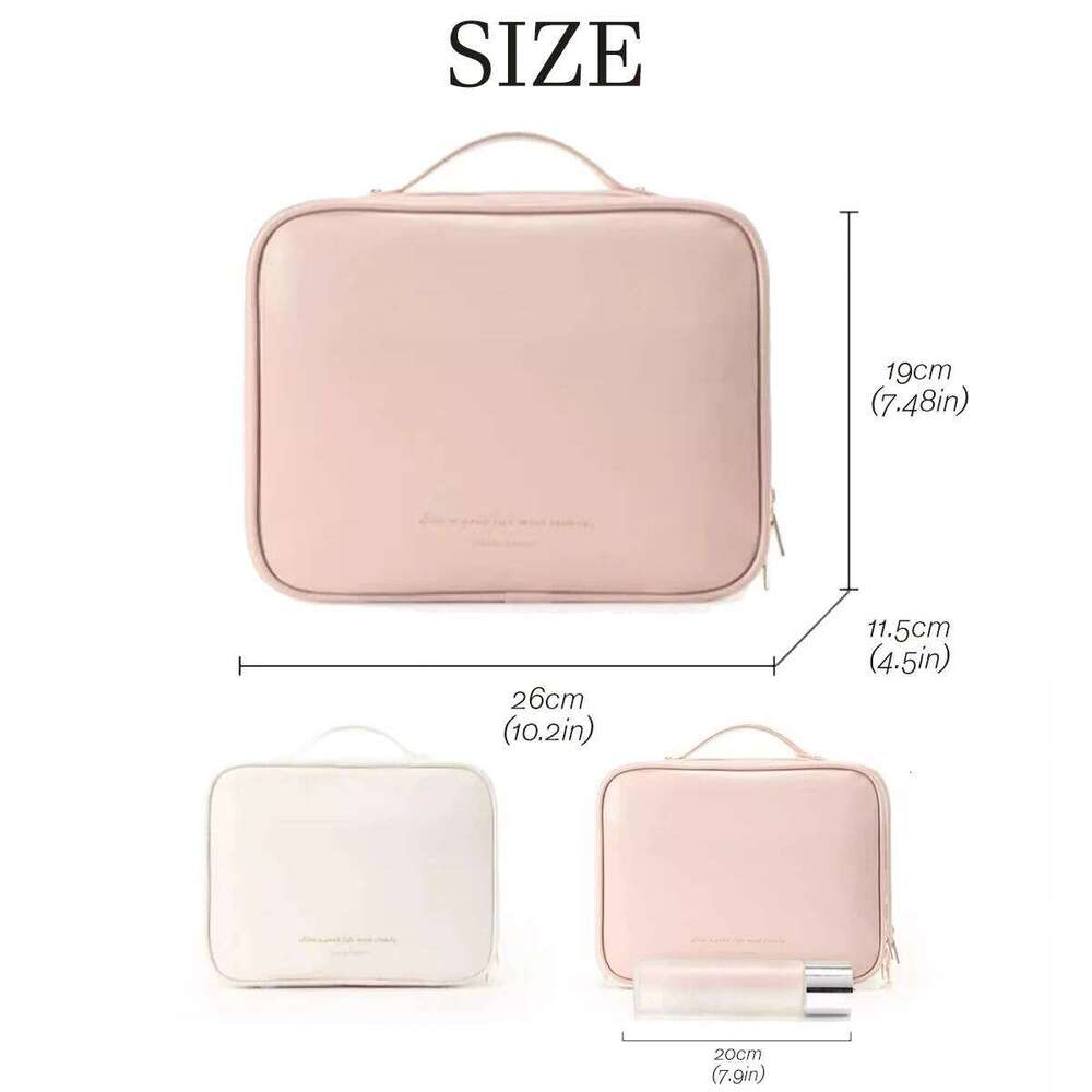 Large Capacity Makeup With Handle Simple Elegant Style Cosmetic Storage Bag Portable Travel Toiletries Organizer Y260206