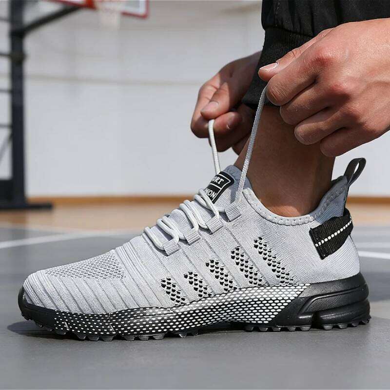 Men's Knit Weave Sports Breathable Mesh Sneakers Fashion Casual Running Lightweight Non-Slip Outdoor Walking Shoes