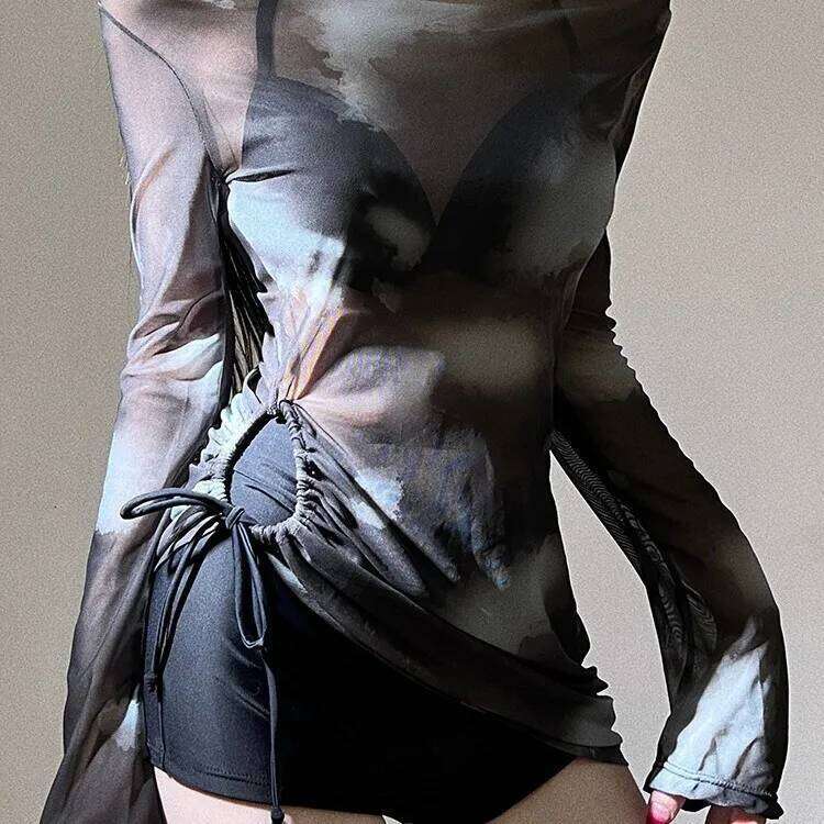 Ins Style Bikini Split Three Piece Set Sexy Belly Covering Slimming Hot Spring Swimsuit XJ260206