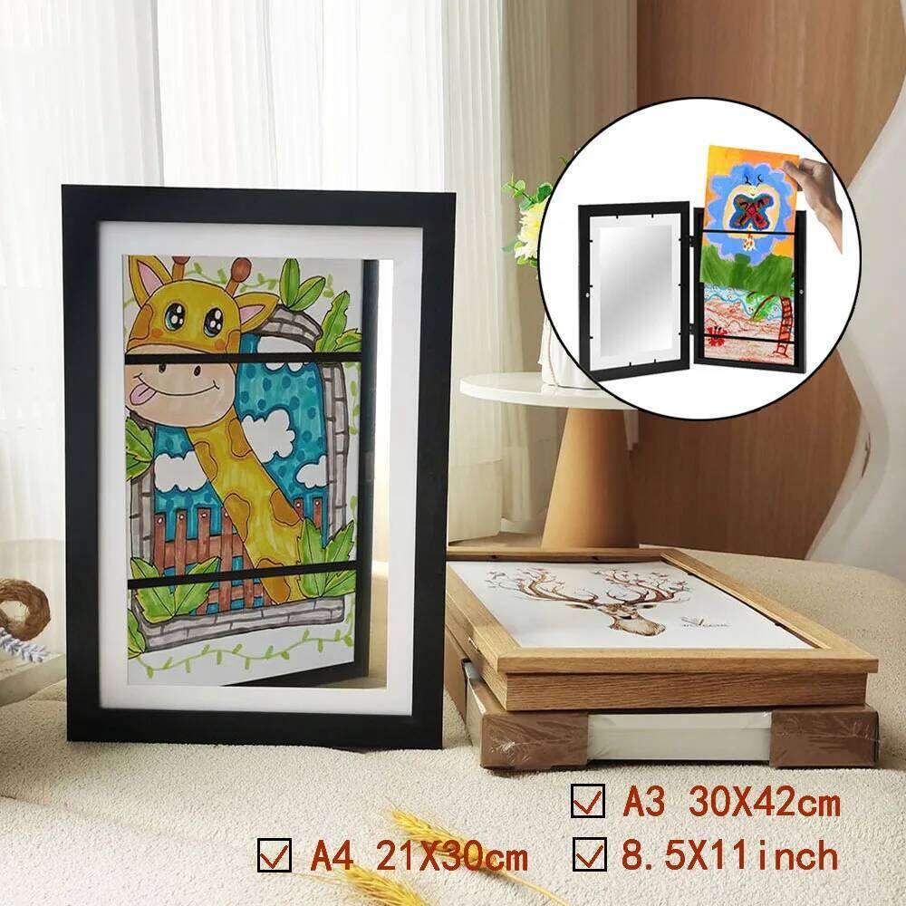 Children Art Frames Magnetic A3 A4 Changeable Kids Frametory for Drawing Paintings Pictures Display Storing Photo Frame S260205
