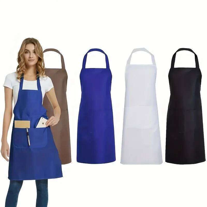 4pcs Adjustable Canvas Aprons with Pockets Comfort Fit for Cooking Chefs Waiters BBQs Hairdressers Easy Clean S260205