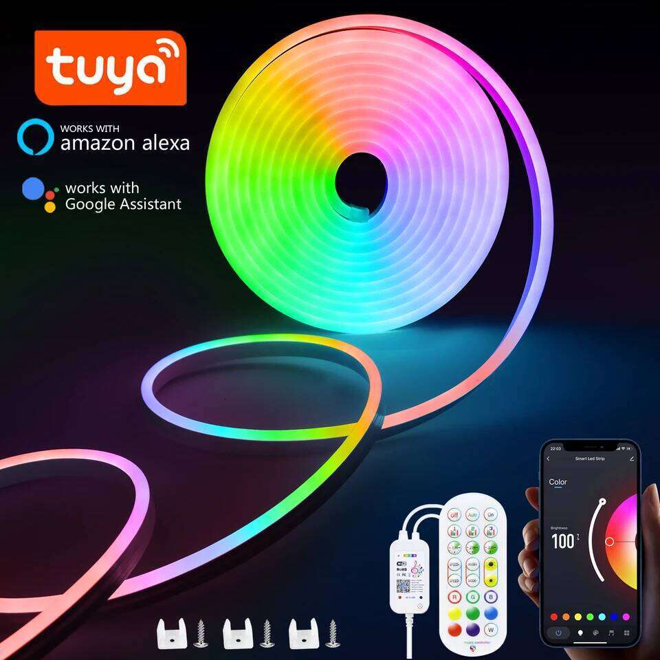 LED DC5V WiFi Neon RGB Strip 1M 2M 3M 4M 5M Work With Tuya App Smart Life/Alexa for TV Home Decor Lighting Z260206