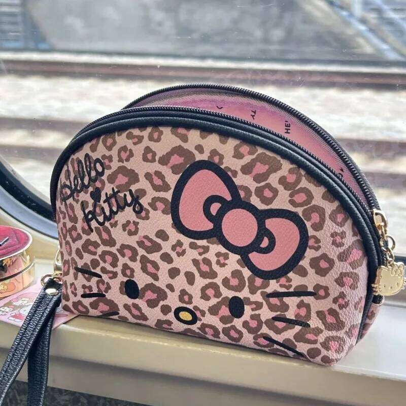 Hello Kitty Large Cosmetic pouch Travel Toiletry bag Cartoon Makeup organizer Women's Lipstick Storage Handbag Y260206