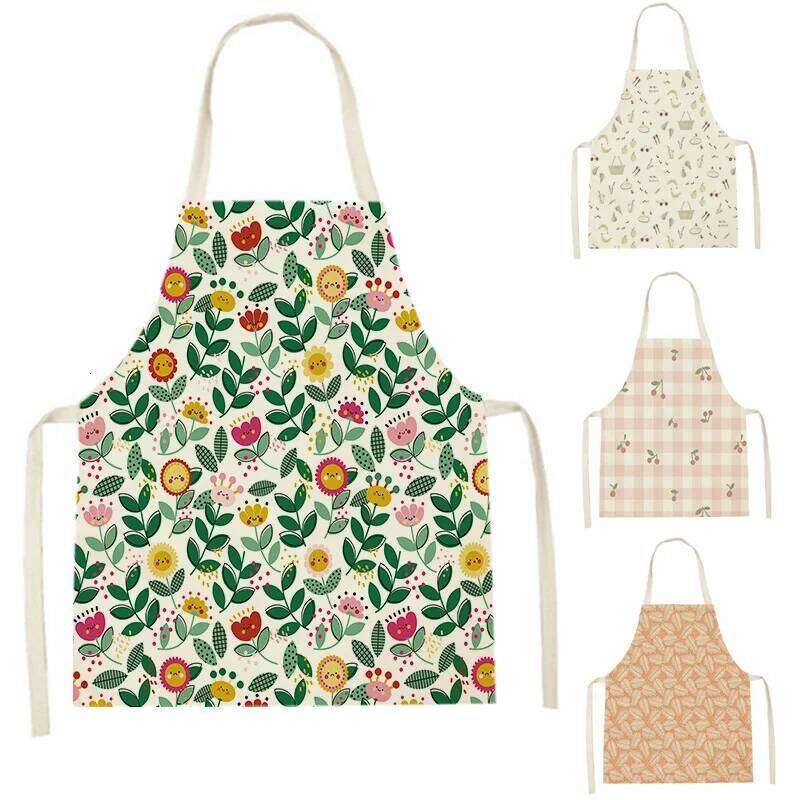 Nordic Simple Apron Clouds Home Cooking Baking Kitchen Aprons Fruit Leaves Coffee Shop Pinafores Cleaning Accessory 68-55cm S260205