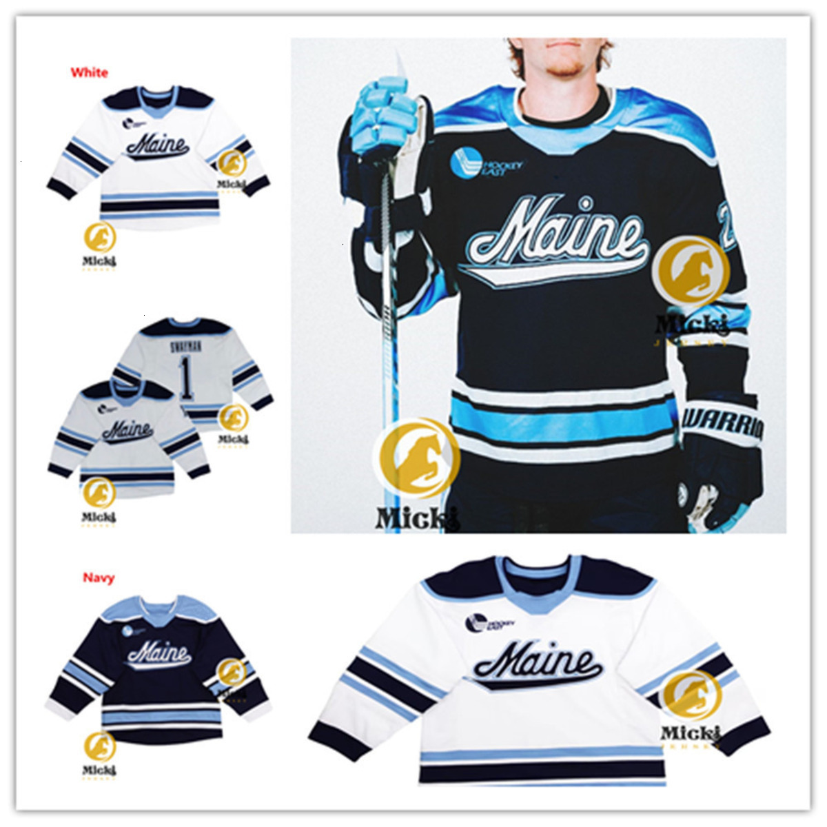 Maine Black Bears Hockey Jersey 25 Nicholas Niemo 28 Anthony Calafiore 29 Thomas Pichette 30 Albin Boija 34 Bodie Nobes 35 Gage Stewart Custom Stitched Maine Jerseys