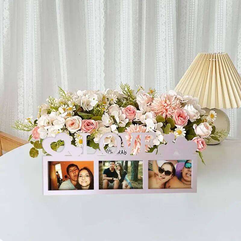 Couples Frame Wooden Love Picture Rustic Photo Frames Romantic Living Room Decor Creative Desk Ornament S260205