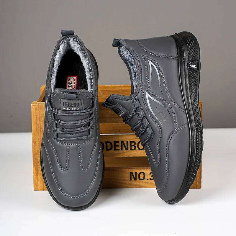 Men's pure cotton suede soled flat bottom with thick velvet outdoor snow boots winter warm casual shoes anti slip leather