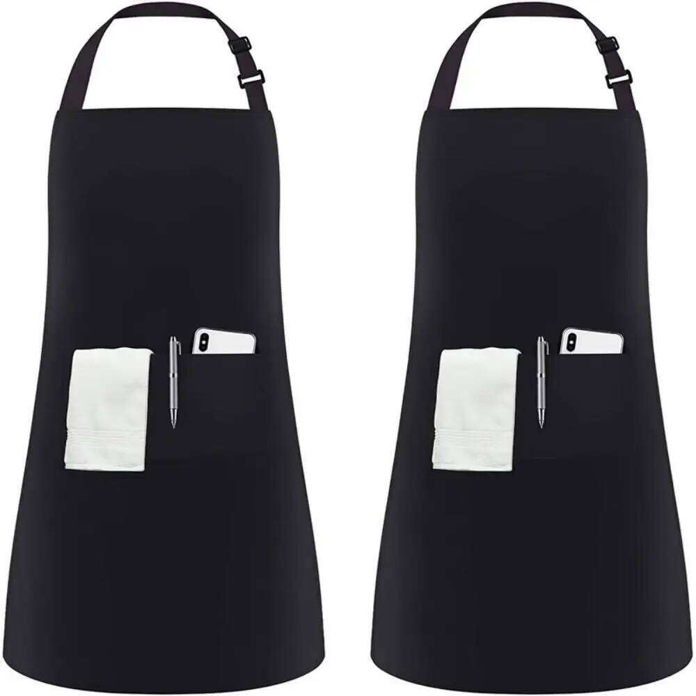 Polyester Cotton Waterproof with large pocket Black Kitchen Aprons Adjustable Anti Dirty Chef Work Apron Nail Beauty S260205