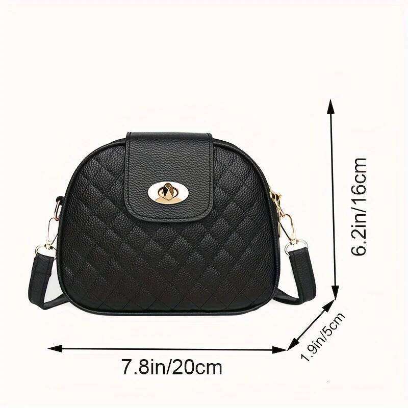 Small Quilted Crossbody Bag, Stylish PU Leather Shoulder Purse with Vintage Round Shape, Trendy Accent - Perfect for Daily Use XJ260129