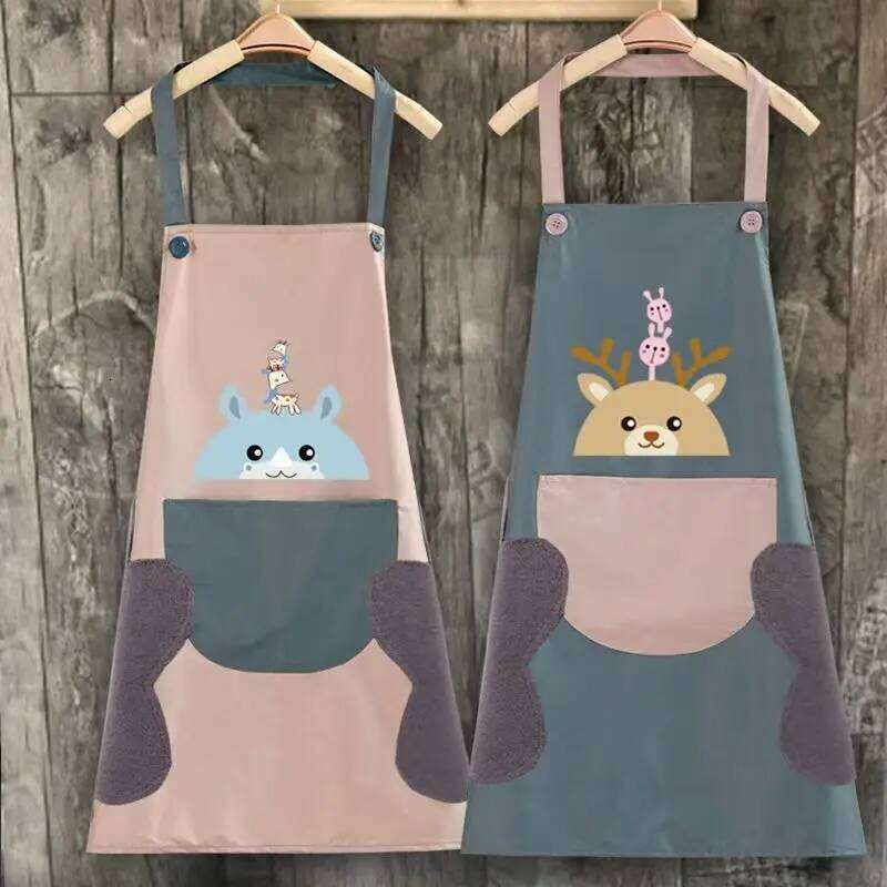 Apron, Waterproof and Oil-proof, Ladies' Work Household Kitchen Supplies Korean Cute Patterns Gift Apron S260205