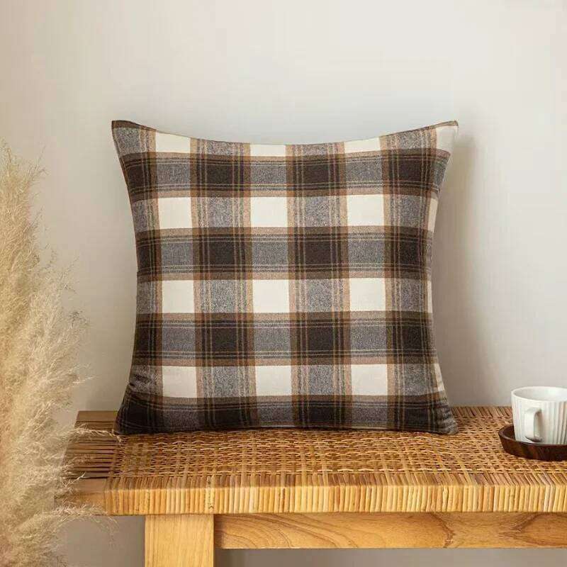 Plaid Zipper Classical Cushion Covers Comfort Brown Yellow Rustic Red Throw Pillowcase For Home Sofa Bed Living Room Decorative