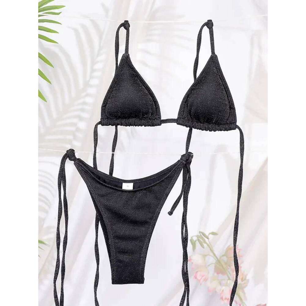 Miyouj Shiny Bikini Set Triangle Bikinis Bandage Swimsuit Women Two Piece Swimwear Summer Biquini New Beachwear Z260206