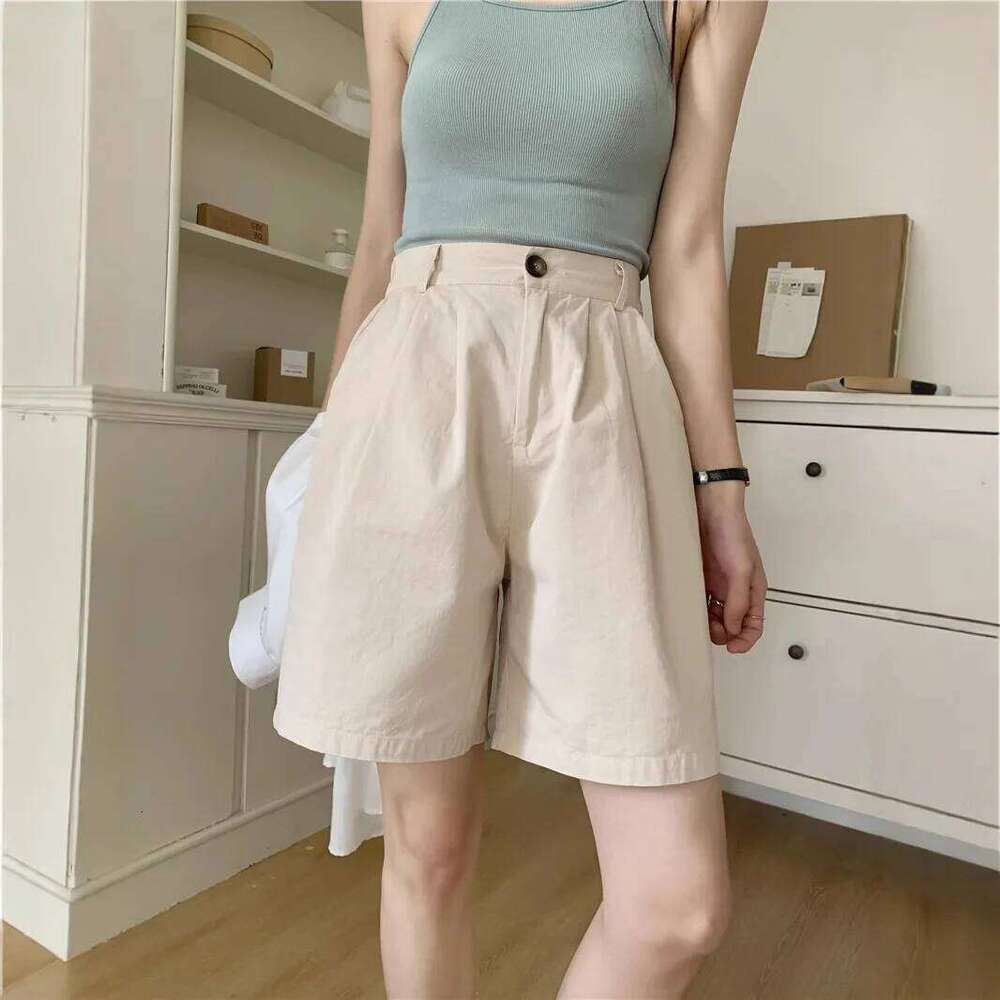 Summer New Loose Washed Cotton Straight Wide Leg Shorts Five Parts Pants Women's Casual Versatile Trousers Japanese Style XJ260206