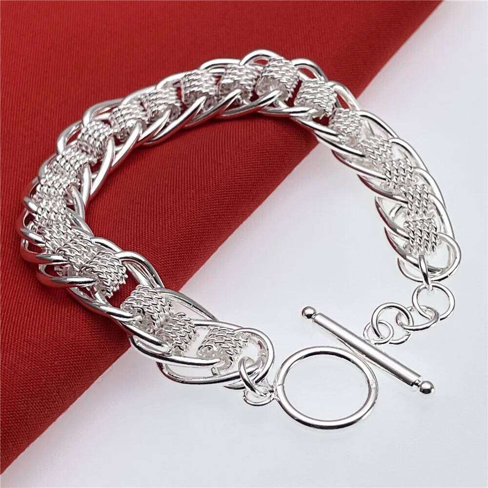 Andara Silver Fashion Round Mesh Bracelet for Women Engagement Wedding Jewelry Gifts 26H0206