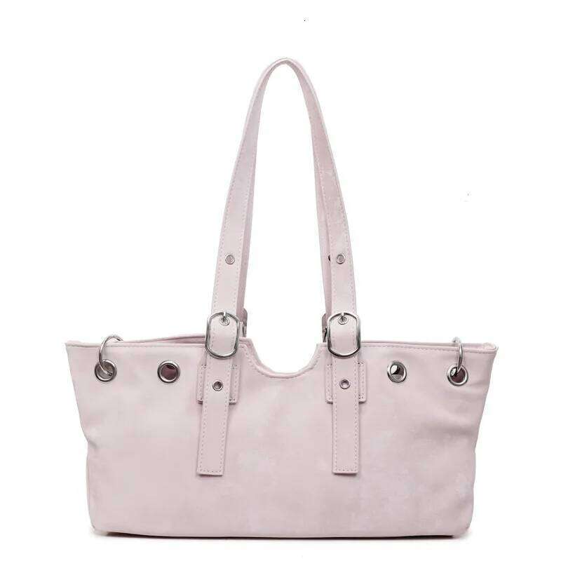 Y2K Baddie Shoulder Studded Punk Motorcycle Purse Small Retro PU Leather Underarm for Women Edgy Commuter Crossbody Bag Y260205