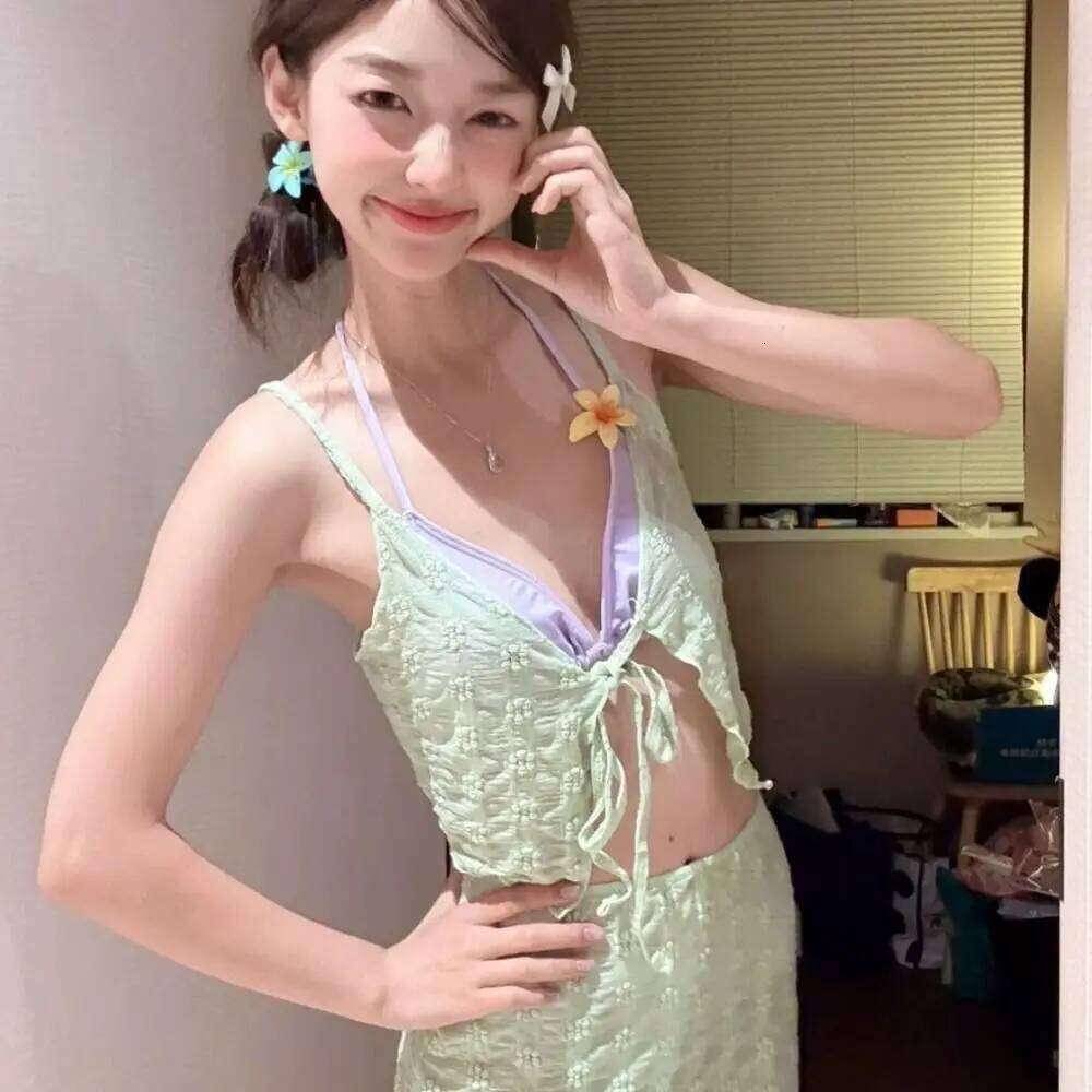 Lace Details Women's Slimming Pure-Sexy Fusion American Hot Girl Bikini High-Waisted Tummy-Control Design Z260206