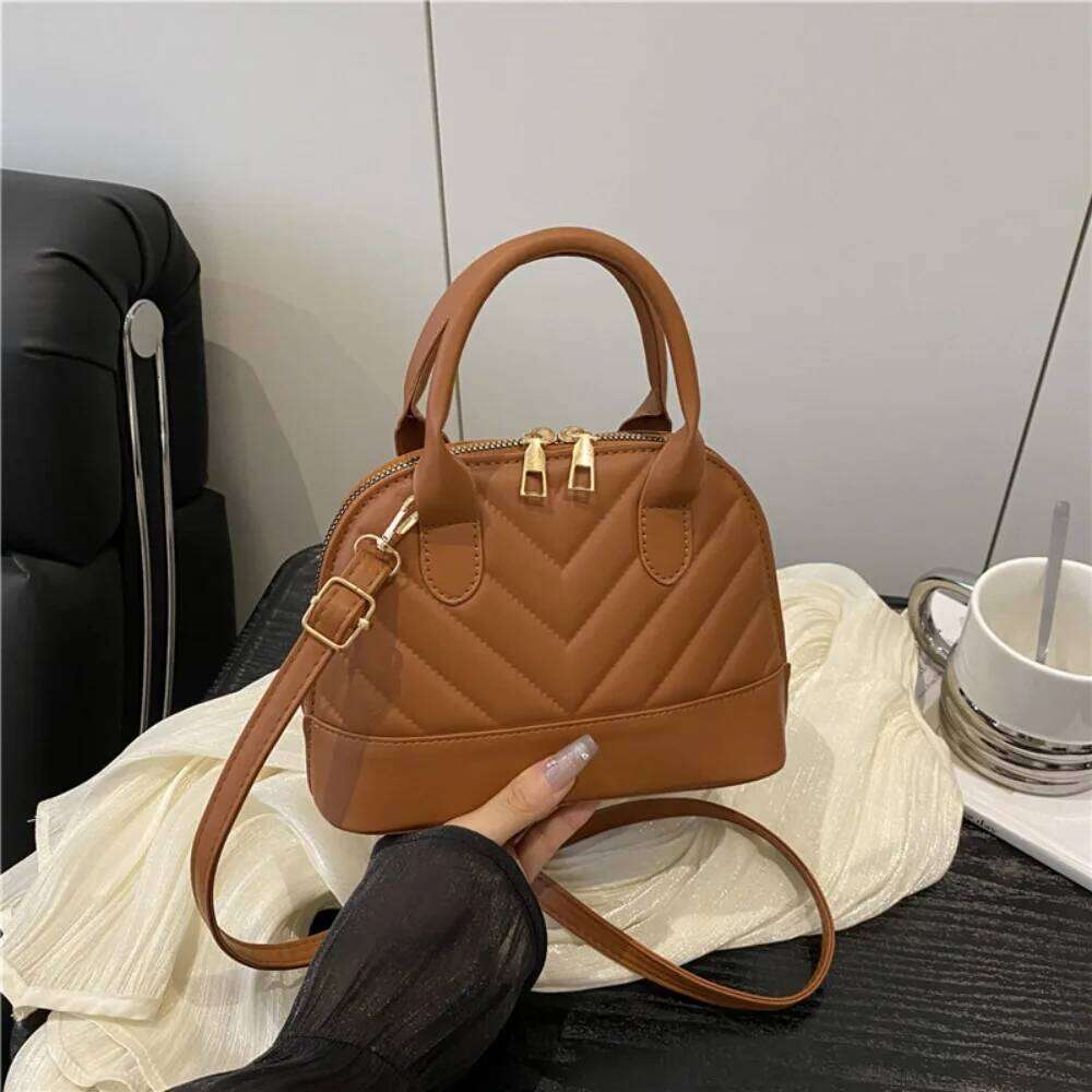 Popular Shell Bag Trendy Striped Two Piece Set Casual Shoulder Crossbody Purse Sophisticated Lady Look XJ260129