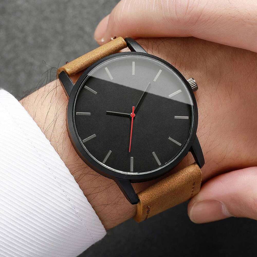 1/2PCS Simple Dial Business Watches Casual Leather Strap Analog Quartz Watch for Men Clock Reloj HombreWithout Box Z260206