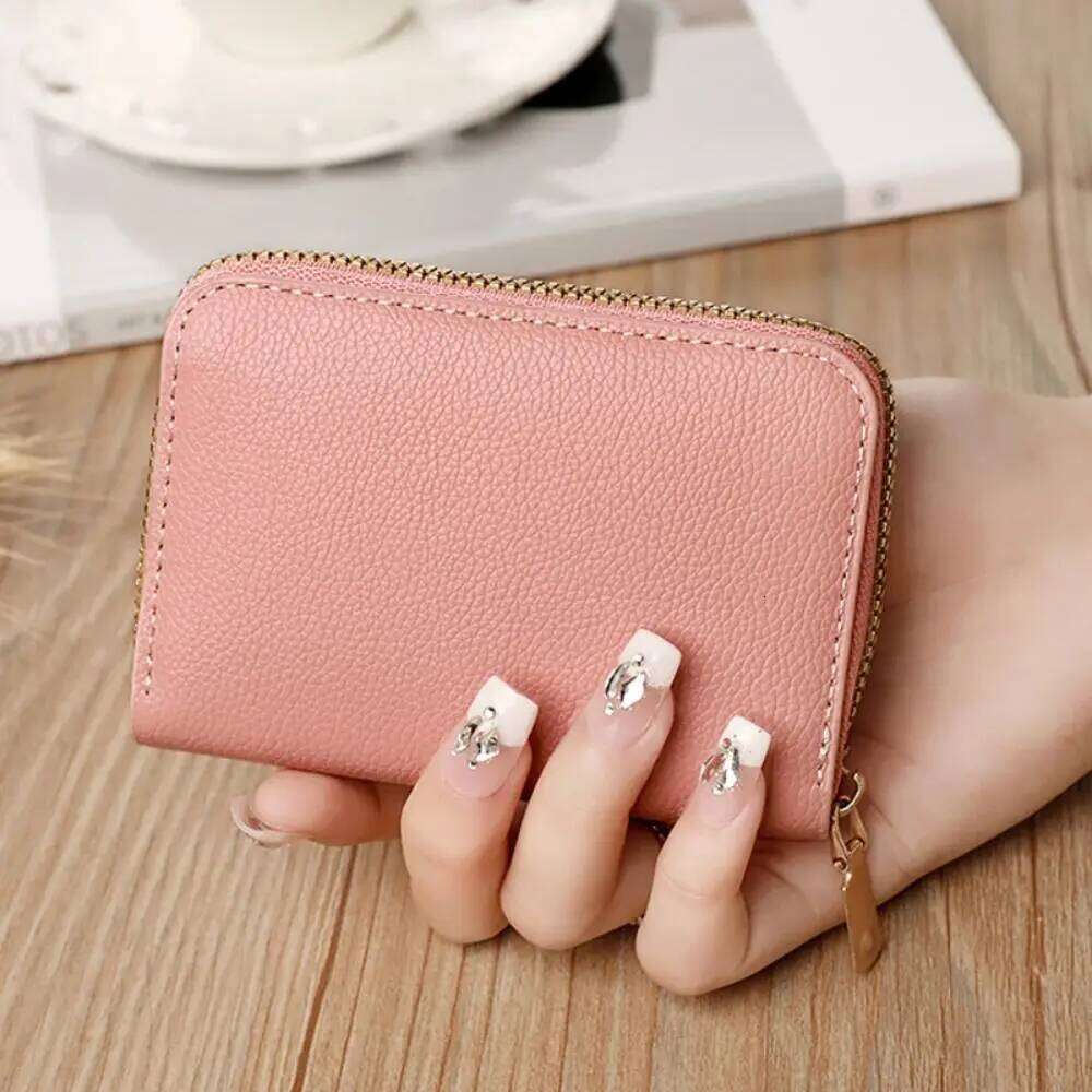 Fashion PU Leather Mini Wallet Zipper Solid Color Coin Purse Multi-card Slot Card Holder Women Girls Y260206