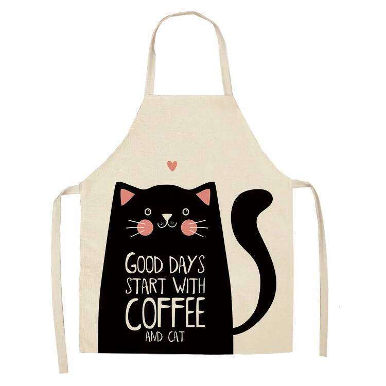 Cartoon cat aprons woman dress baking accessories cute for men kids apron kitchen linen S260205